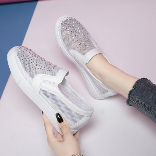 Summer Fashion Rhinestone Hollow Breathable Mesh Casual Flat & Loafers