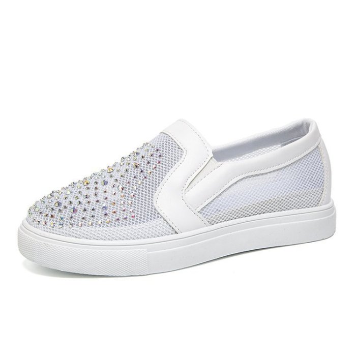 Summer Fashion Rhinestone Hollow Breathable Mesh Casual Flat & Loafers