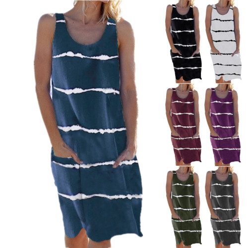 Summer Casual Sleeveless Striped Dress