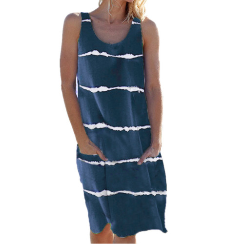 Summer Casual Sleeveless Striped Dress