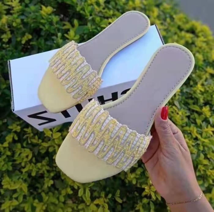 Summer New Fashion Flip Flops Flat Casual Sequins Outdoor Slippers