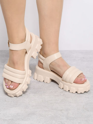 Buckle Strap Black White Platform Women Summer Sandals