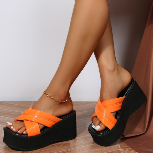 Plus Size Wedge High Heel Sandals for Womens Open Toe Platform Slippers