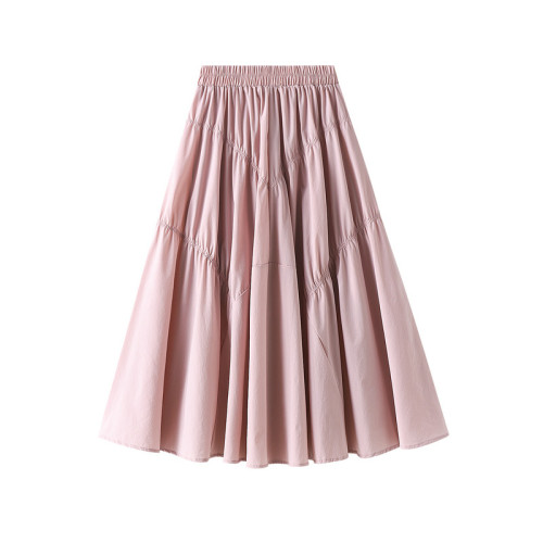 Pleated Irregular Sweet Novelty Patchwork A-line Cotton Skirt