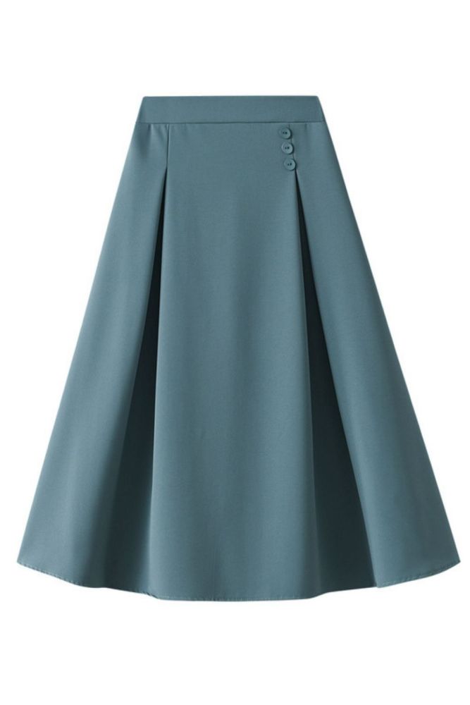 Women's Elegant High Waist Back Elastic Twill A-Line Skirt