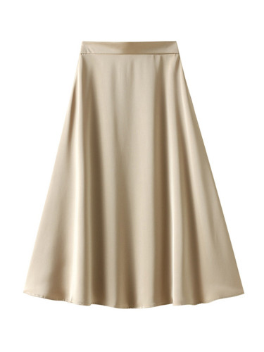 Elegant Trend Summer New High Waist Solid Versatile A-line Skirt