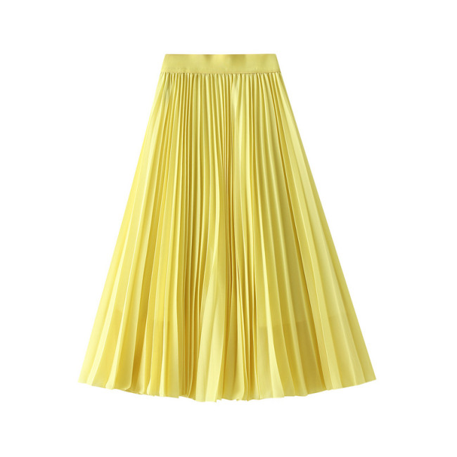 Large Swing High Waist All-match Thin A-line Pleated Skirt