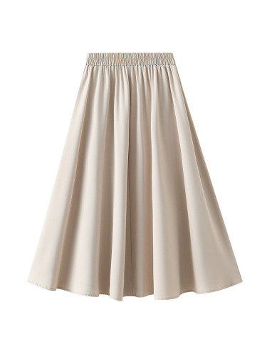 Women's Elegant High Waist Back Elastic Twill A-Line Skirt