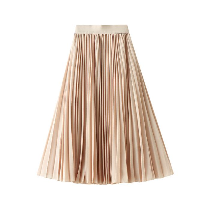 Large Swing High Waist All-match Thin A-line Pleated Skirt