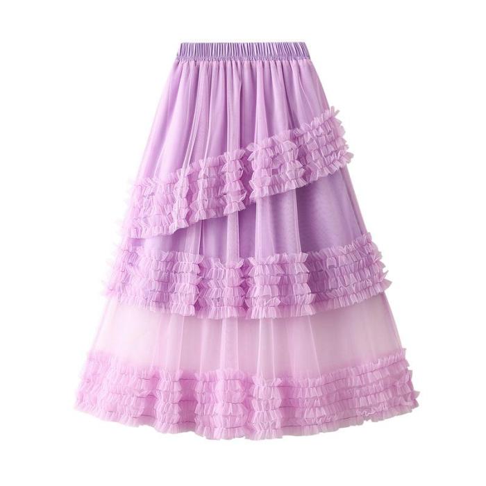 Spring Summer New Elastic High Waist Thin Simple Cake Skirt