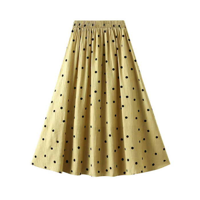 Women's Vintage Polka Dot Flocking Pleated A-Line Skirts