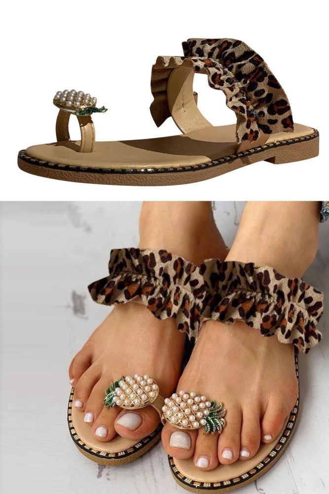 Women's Comfortable Versatile Pineapple Decorative Ribbon Sandals