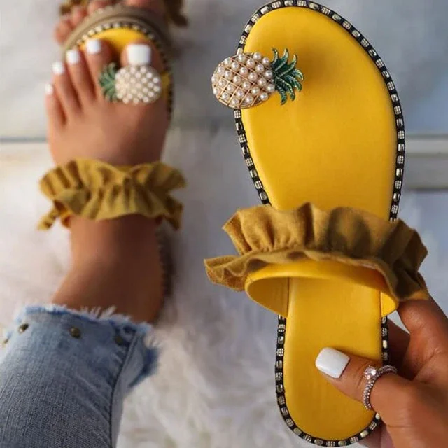 Women's Comfortable Versatile Pineapple Decorative Ribbon Sandals