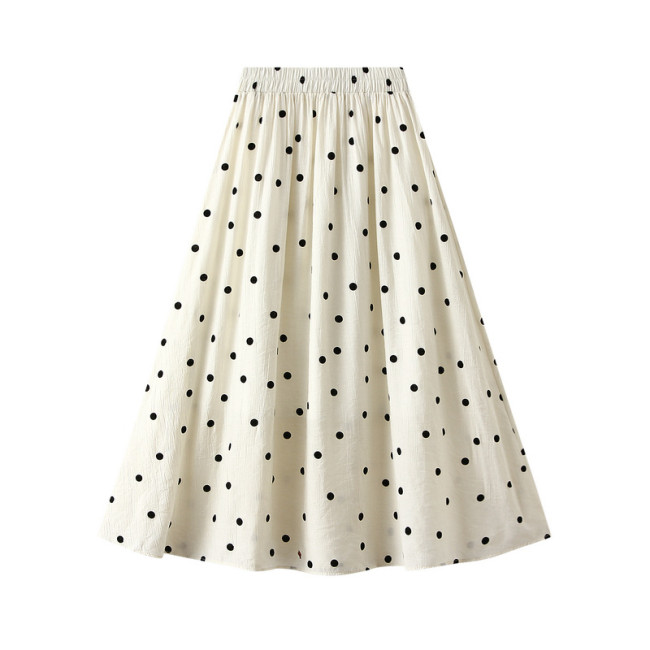 Women's Vintage Polka Dot Flocking Pleated A-Line Skirts