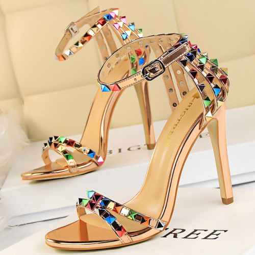 Women 11cm High Heels Party Sandals Trend Mesh Silver Lady Shoes