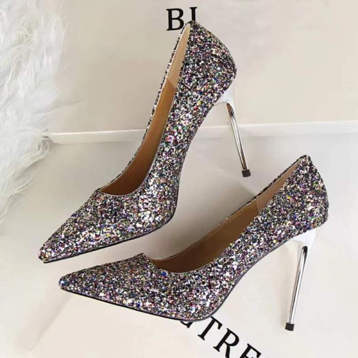 Summer Rhinestones High Heel Pointed Sexy Crystal Party Prom Shoes