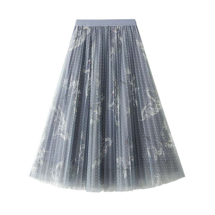Women's Print High Waist Long Tiered Skirt