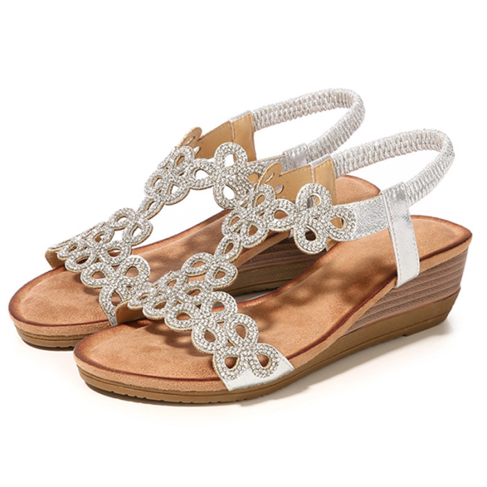 Women's Summer New Rhinestone Comfortable Wedge Sandals