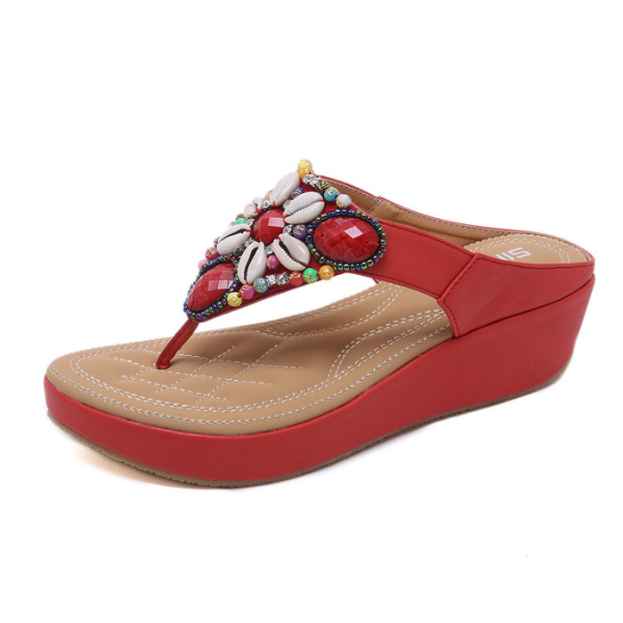 Summer Flowers Flip-flops Women's Sewing Leisure Comfortable Slippers