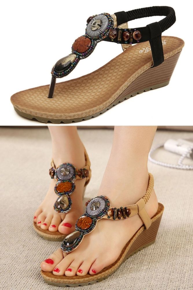 Women Summer Bohemian Comfortable Wedge Sandals