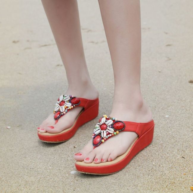 Summer Flowers Flip-flops Women's Sewing Leisure Comfortable Slippers