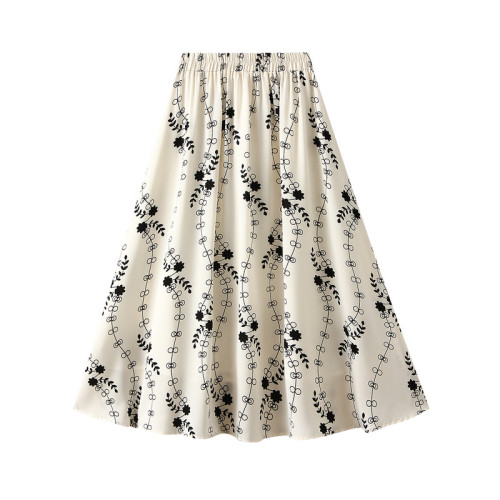 High Waist Elegant Print Midi Skirt