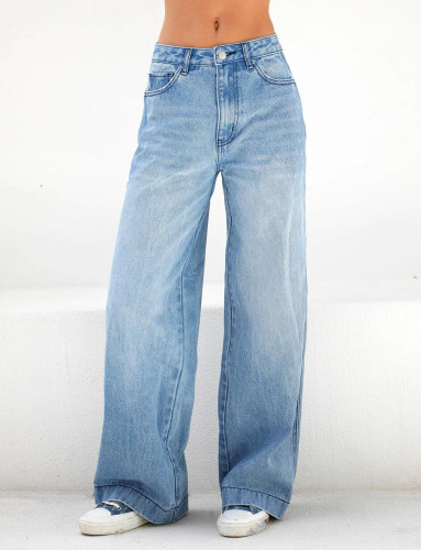 Women's Fashion Loose Casual Wide Leg High Waist Vintage Jeans