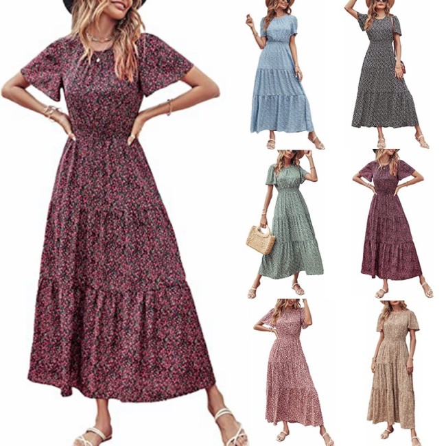 Fashion Floral Print Maxi Dress Women Summer Bohemian Sundress