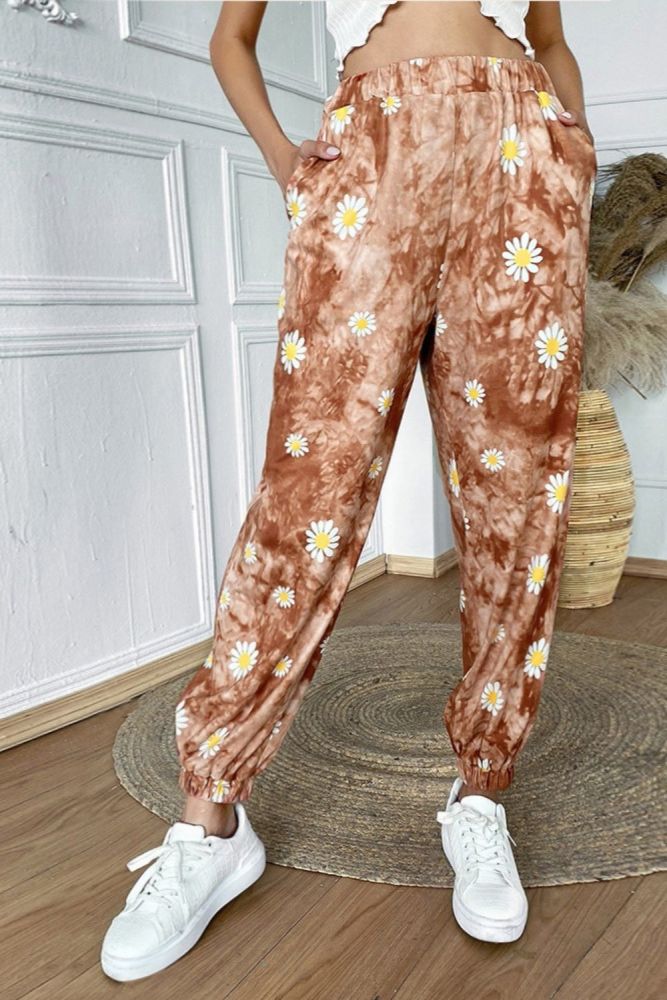 Floral Print Cute Joggers High Waist Casual Loose Pants