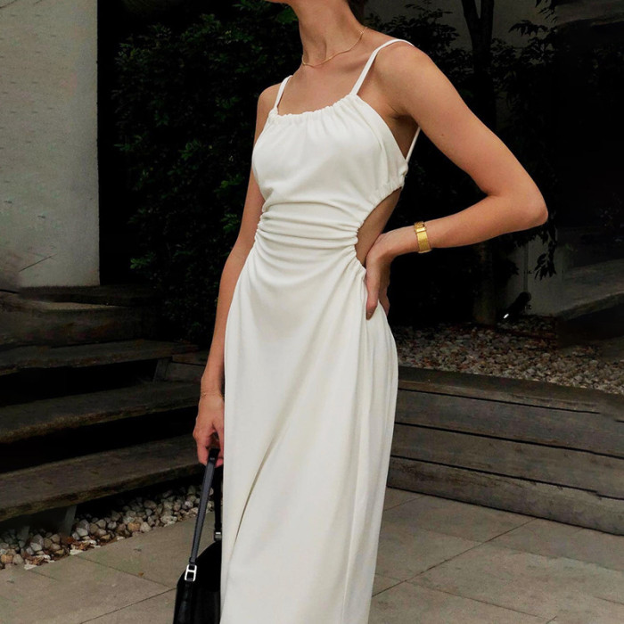 Elegant Sexy Slim Backless Hollow Out Sling Party Dress