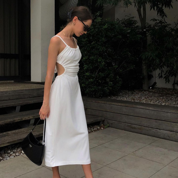 Elegant Sexy Slim Backless Hollow Out Sling Party Dress