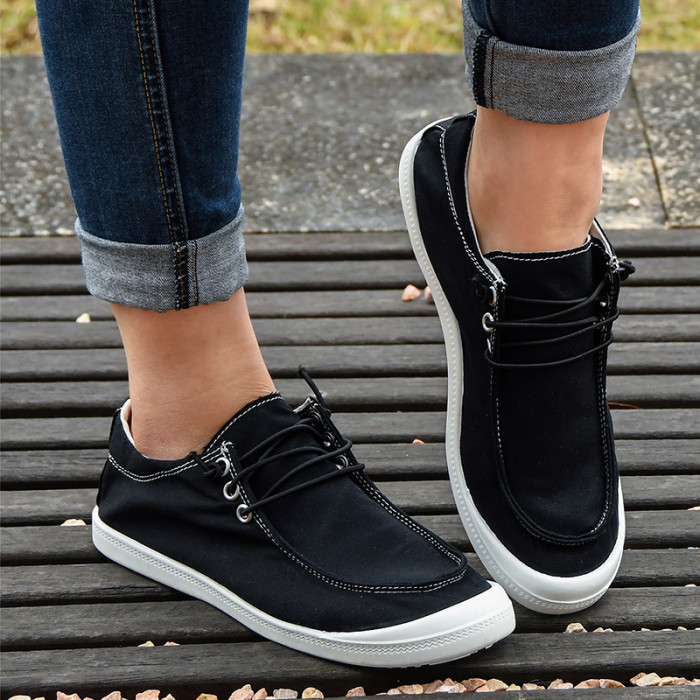 Summer Flat Round Toe Fashion Solid Color Canvas Shoes