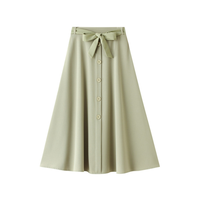 Women Mid-Calf High Waist Korean Style A-LINE Skirts