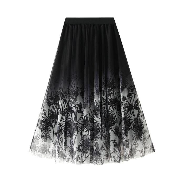 Women's Vintage Gradient Floral Skirts