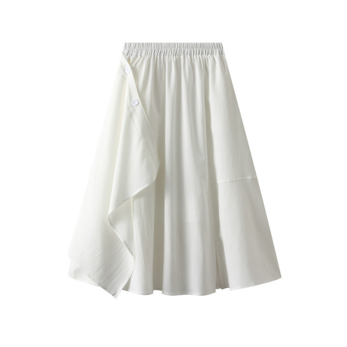Women Summer Mid-Calf High Waist Korean Style Skirts