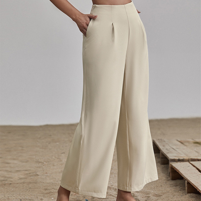Women's High Waist Office Lady Loose Casual Straight Pants