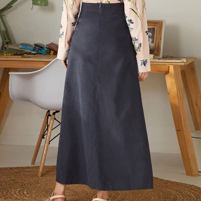 Navy Blue Summer Women's Casual High-waisted Skirt