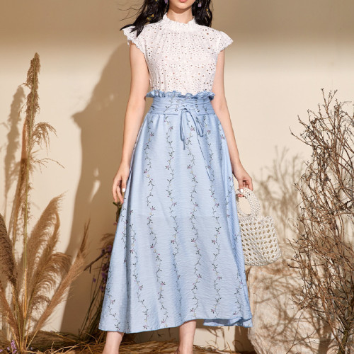 Women's Floral Slim Waist Printed Skirt
