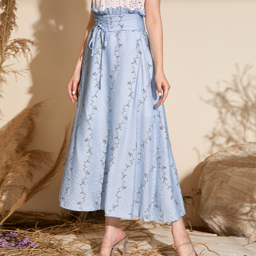 Women's Floral Slim Waist Printed Skirt