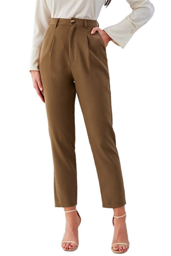 Elegant Women Office Buttons All-Match Pants