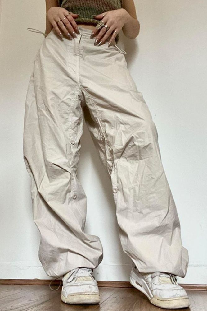 Oversized Solid High Waist Streetwear Joggers Tech Pants