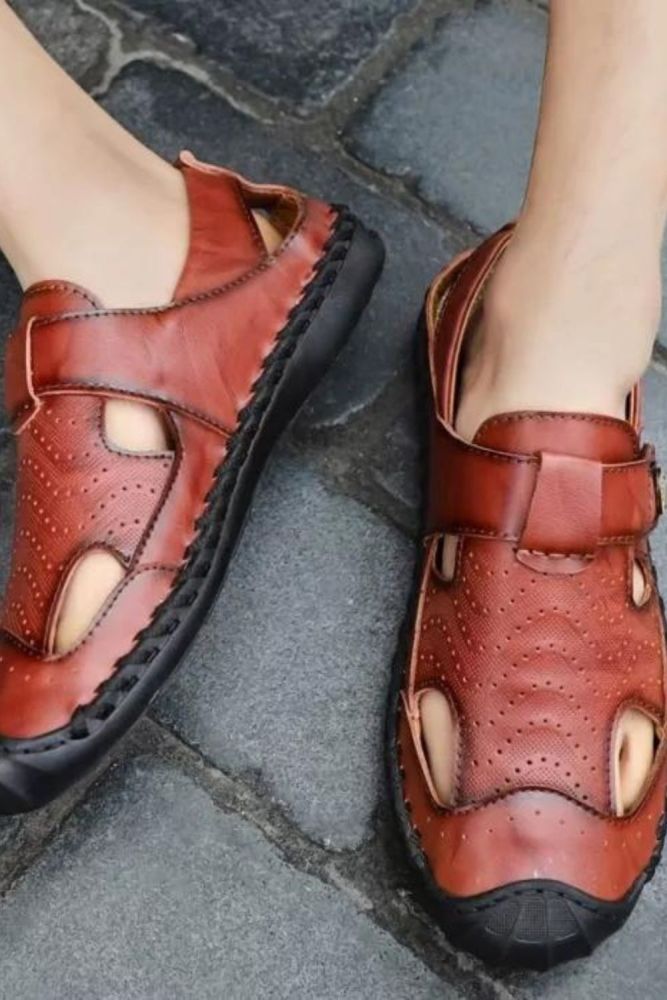 Summer Men's Genuine Leather Outdoor Beach Sandals