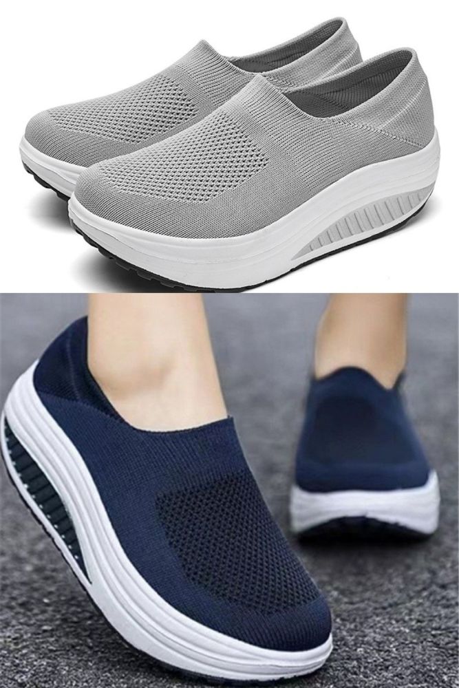Thick Soled Fashion Fly-knit Large Size Hollow Shallow Sneakers