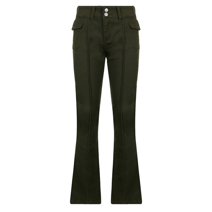 Women Y2K Streetwear Straight Vintage Low Wasited Cargo Pants