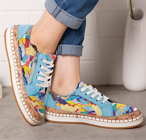 Women's Autumn Lace Up Casual Vulcanized Large-Sized Sneakers
