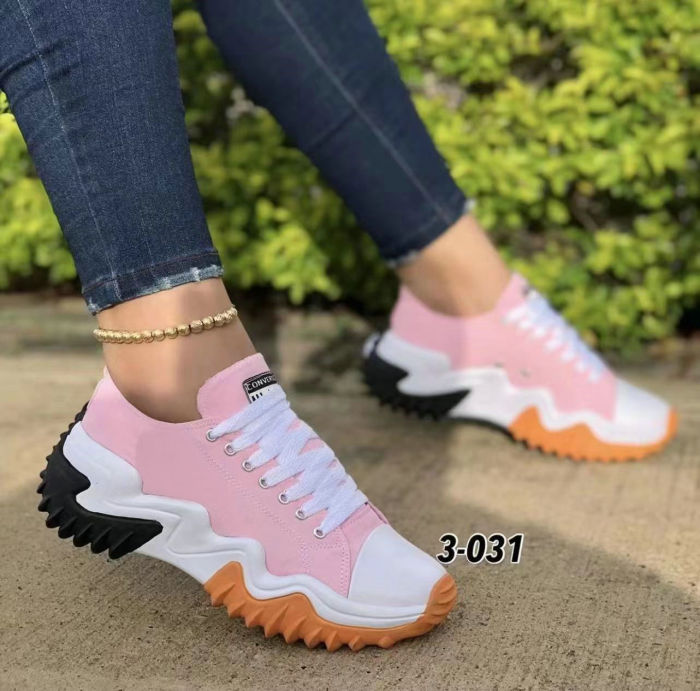 Women Casual Breathable Stripe Colorblock Platform Canvas Shoes