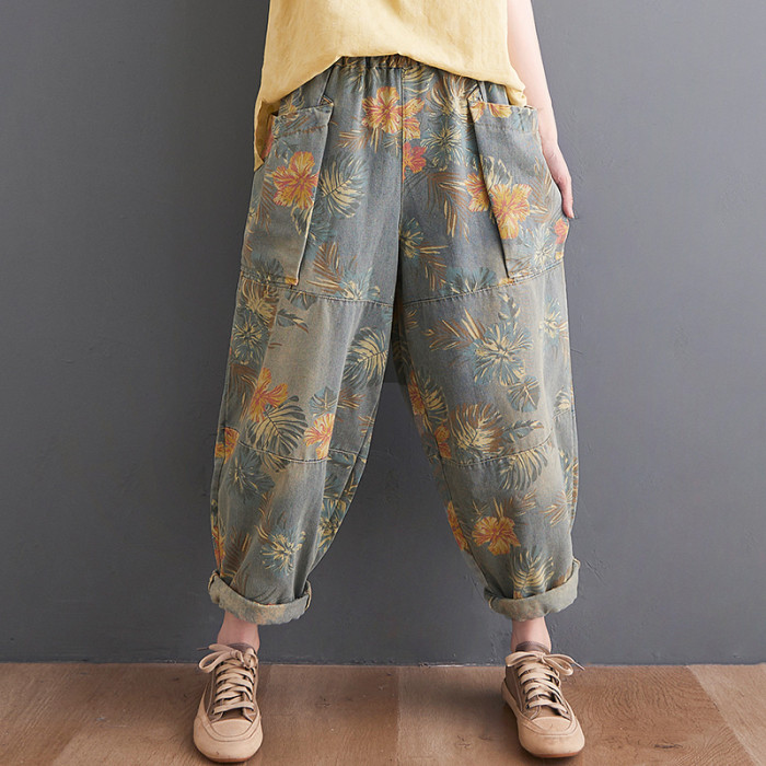 Women Trendy Oversize Loose Printing Streetwear Pants