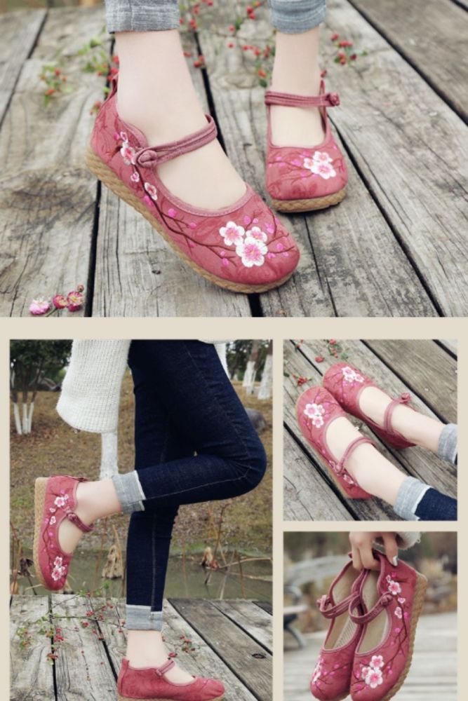 Embroidered Women Comfort Canvas Loafers