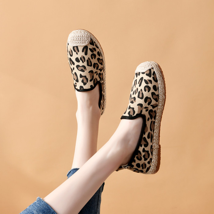 Women's Single Leopard-print Canvas Shoes