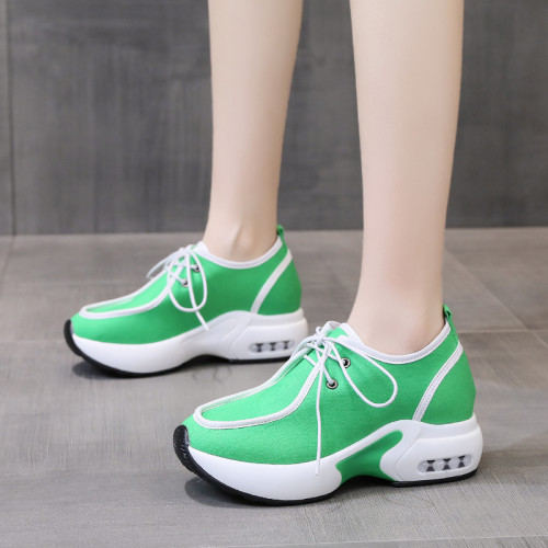 Women Fashion Platform Solid Color Breathable Walking Sneakers